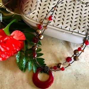 Lia Sophia red circle choker necklace